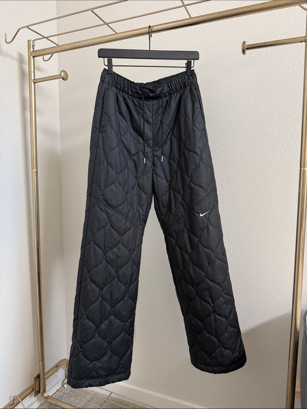 Nike Black Quilted Wide-Leg Pants